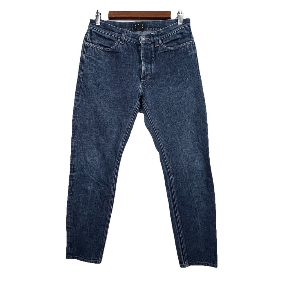 Asket Jeans Mens 30x30 Slim Fit The Raw Denim Jeans Preppy Italy Button Fly